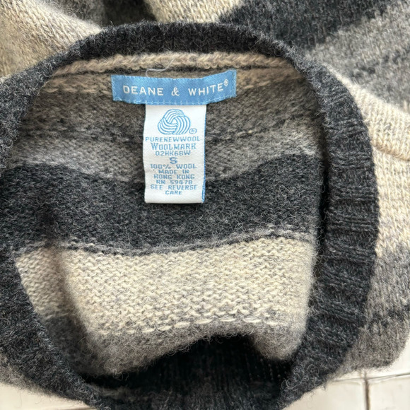 VINTAGE DEANE AND WHITE PURE NEW WOOL ZIP-UP SWEATER CARDIGAN WOMEN SIZE SMALL - Picture 8 of 10